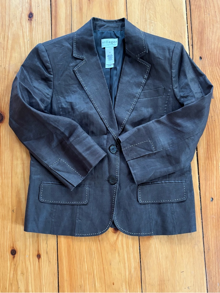 Villager Liz Claiborne Brown Cropped Blazer Size 10